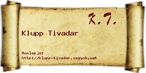 Klupp Tivadar névjegykártya